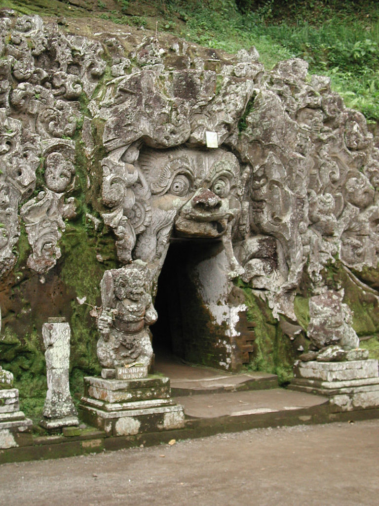 history of Bali elephant cave goa gajah stone entrance