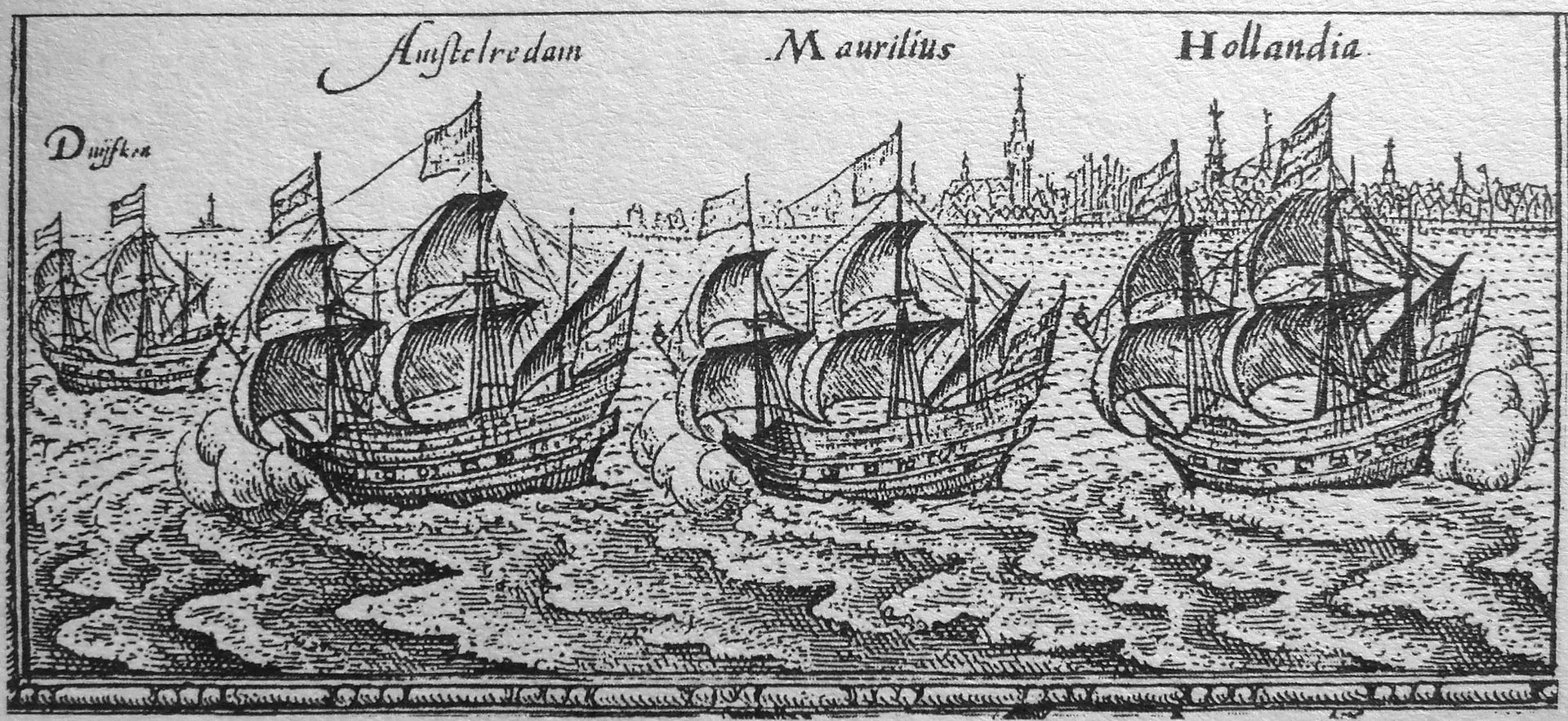 The "Bali fleet" of Cornelis de Houtman, leaving Amsterdam.